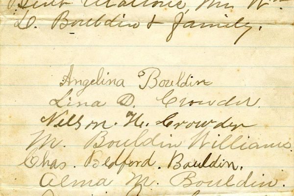 Bouldin and Crowder family letter