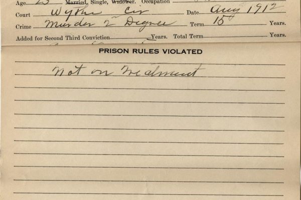 Prisoner Record of Sidna Edwards