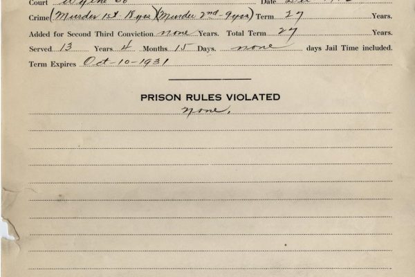 Prisoner Record of Wesley Edwards