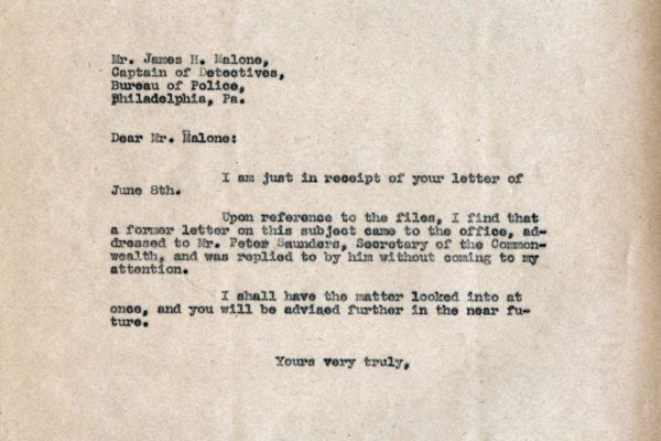 Letter from Gov. George Peery