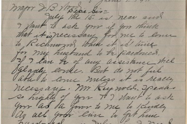 Letter from Mrs. W.H. Reynolds pg. 1