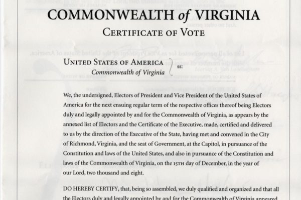 Certificate of Vote