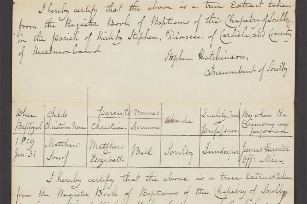 Extracts from the Register Book of Baptisms
