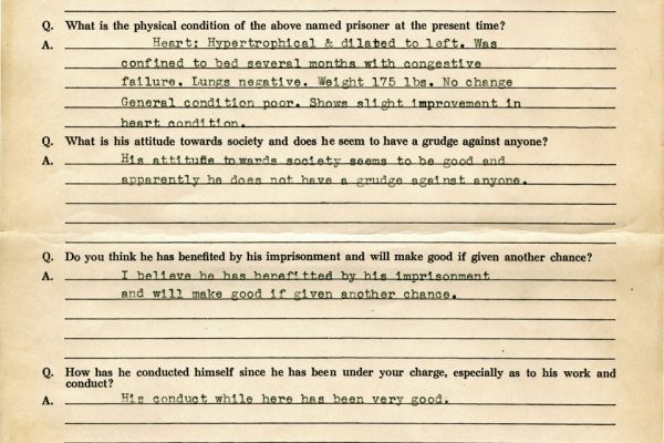 Prison Record of Sam Washington