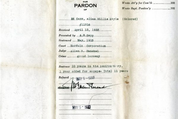 Jacket of Carr's Pardon File