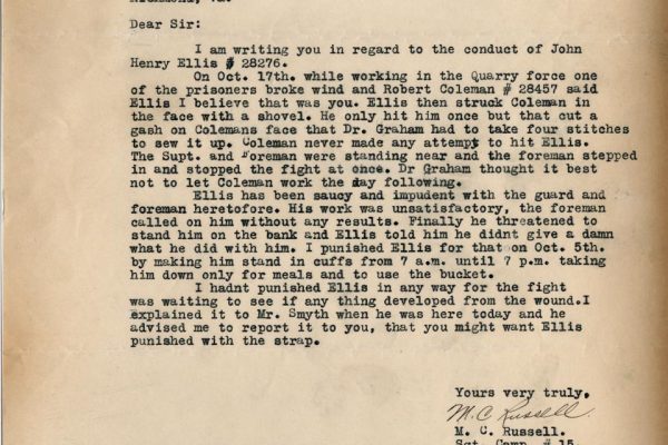 Letter from Sgt. M.C. Russell
