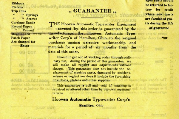 Sales Order for Typewriter