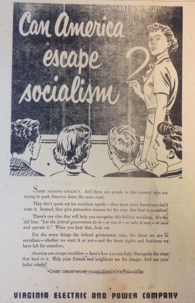 Seeing the light of capitalism–Virginia Electric and Power Company ads in the McCarthy era.