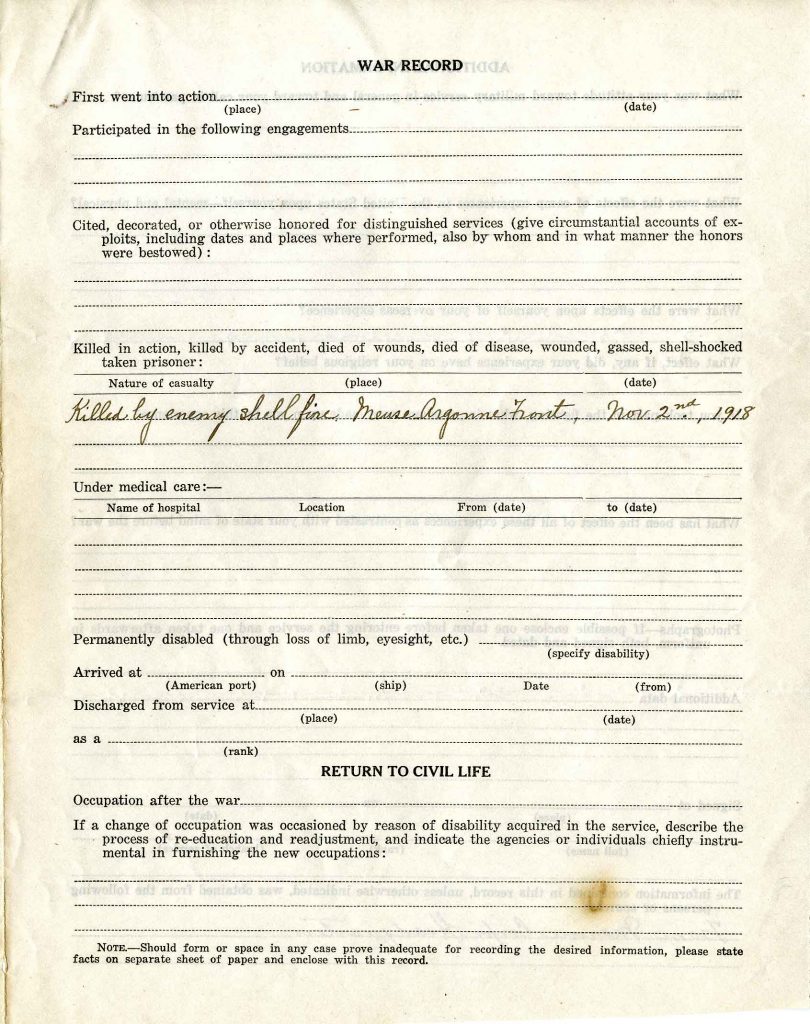 Clarence A. Bryce (1889-1918) Questionnaire,, Page 3