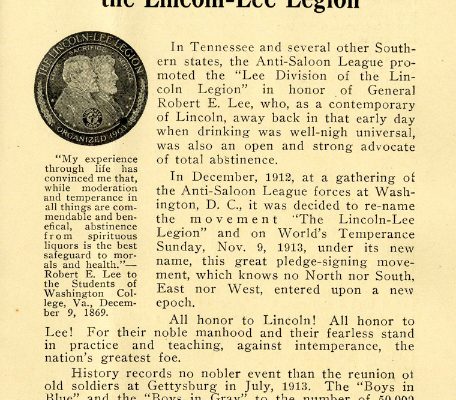 "In 1913 the Movement Re-Named the Lincoln-Lee Legion", Governor Henry C. Stuart Executive Papers, 1916.