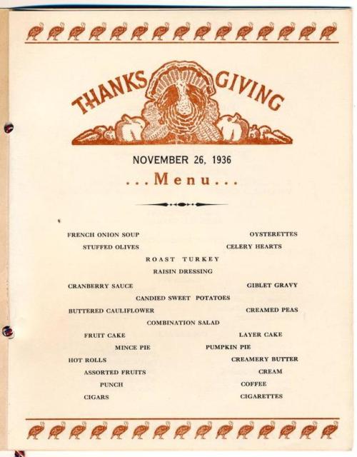 Thanksgiving Menu