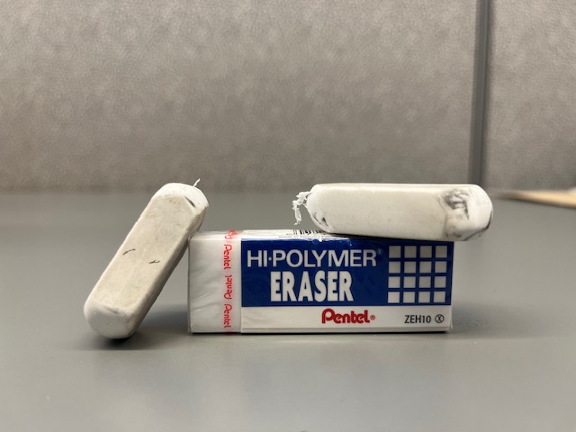 Eraser: View of eraser at different levels of use
