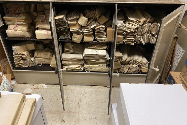 Numerous bundles of Greensville County historic records, circa 1781-1929, found in the bottom of a Woodruff drawers cabinet were an archival jackpot, January 31, 2023.